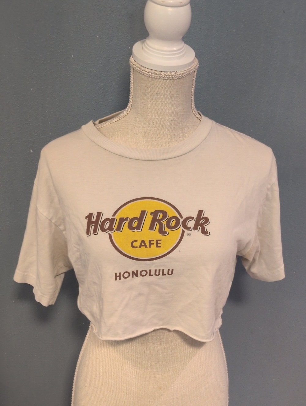 Hard Rock Cafe Vintage 90's Cropped Raw Hem Honolulu Hawaii Grunge Distressed To